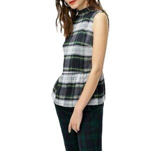 J. Crew Women's Sleeveless peplum top gilded Highland tartan Size S NWT